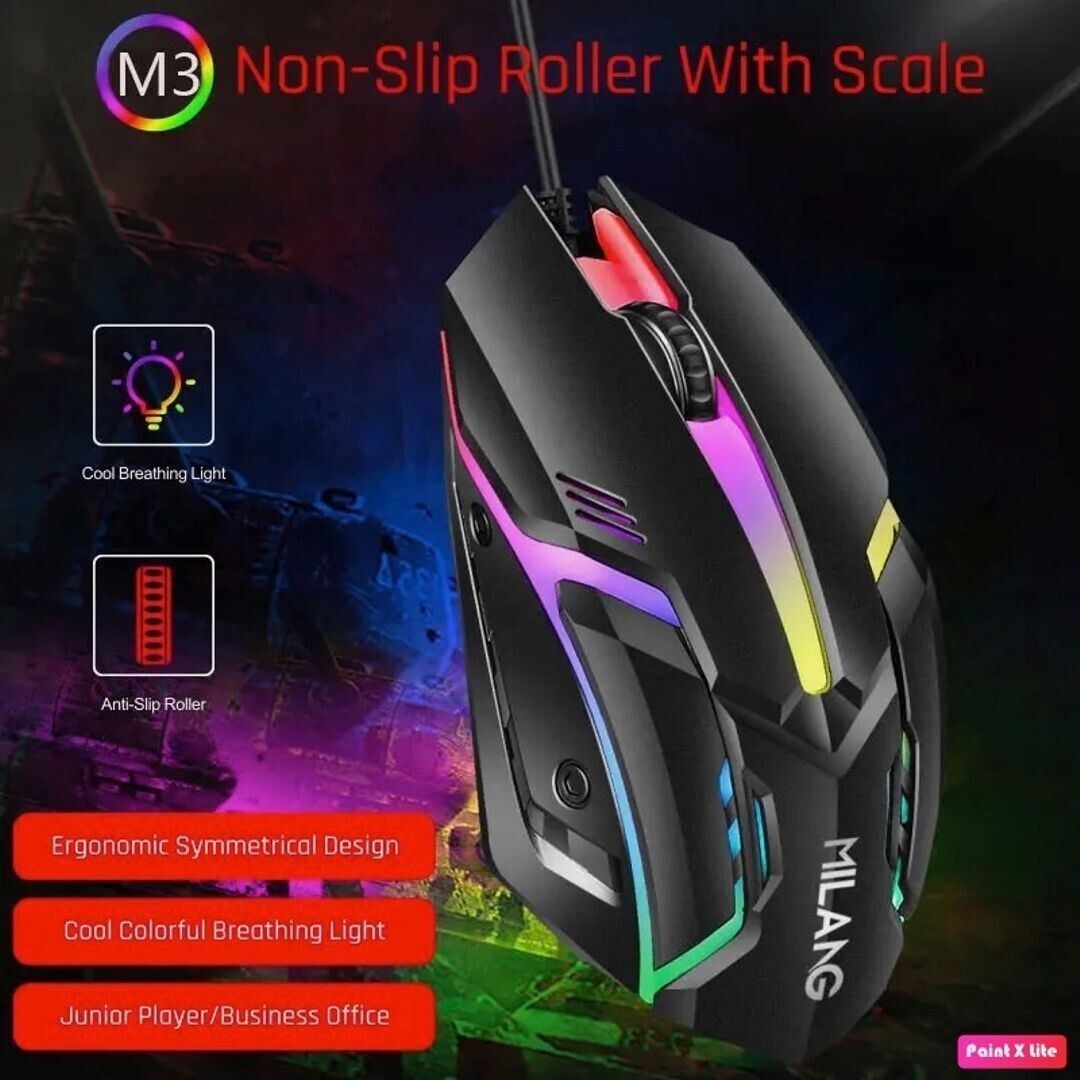 Milang Luminous Game Mouse, Limit Blade, Sports Gaming Series Rainbow Backlight
