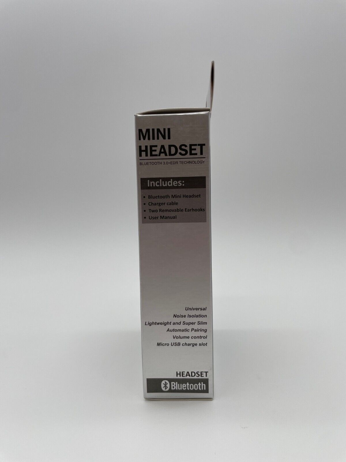 CW Mini Bluetooth Headset BT-619V, Silver, Easy Pairing, Single Ear Piece - NEW