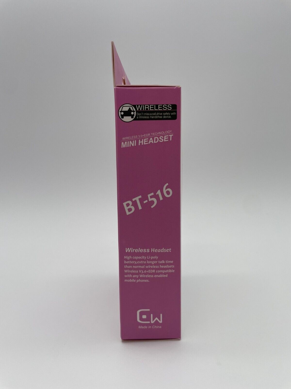 CW Mini Bluetooth Headset BT-516, Pink, Easy Pairing, Single Ear Piece - NEW