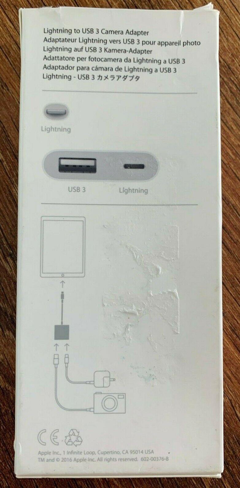 Apple Lightning to USB 3 Camera Adapter | Genuine OEM | A1619 MK0W2AM/A USB3