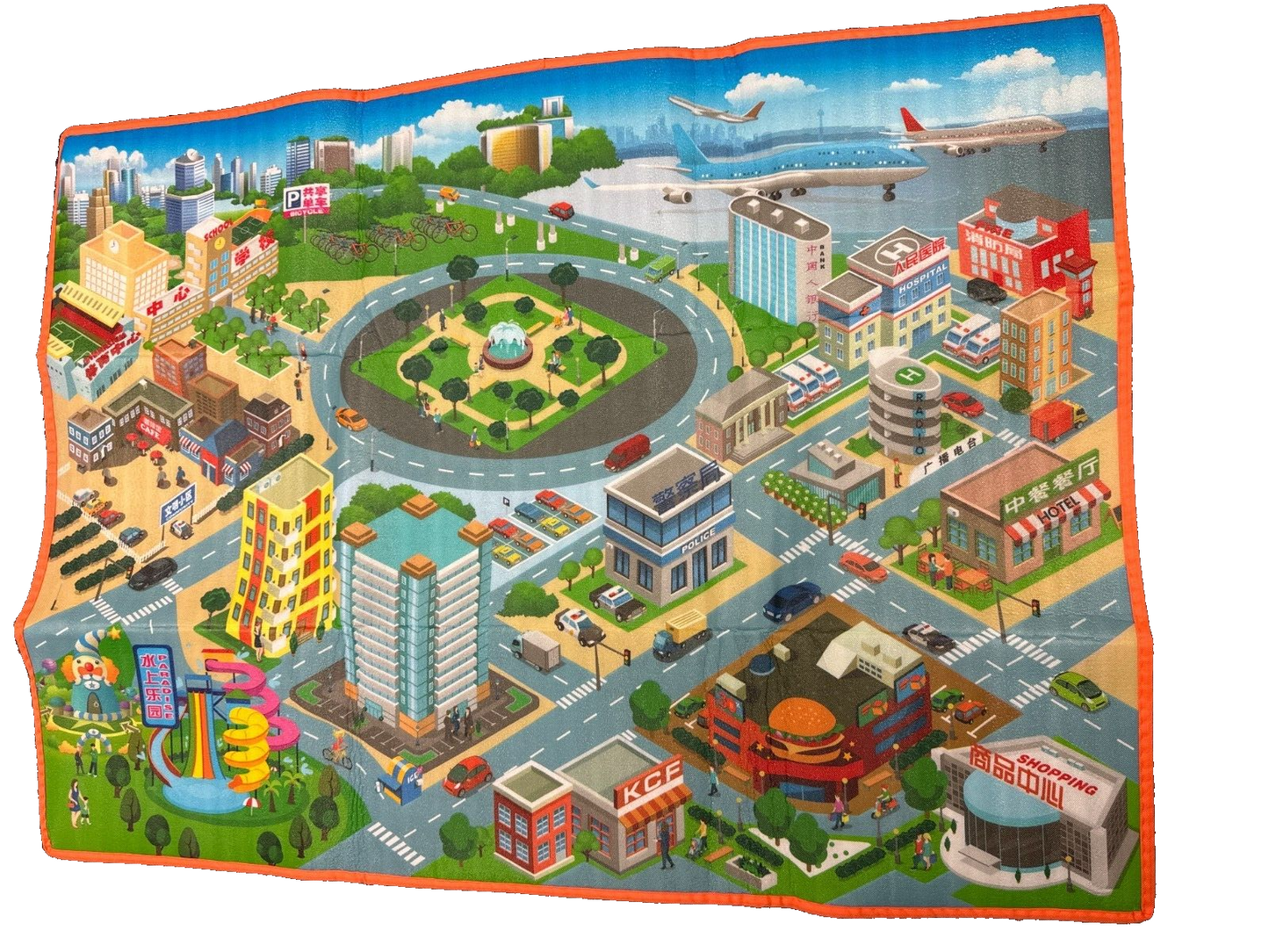Children's Spill-Proof, Light Foam, Fold - Up, Portable City Play Road Map Pad