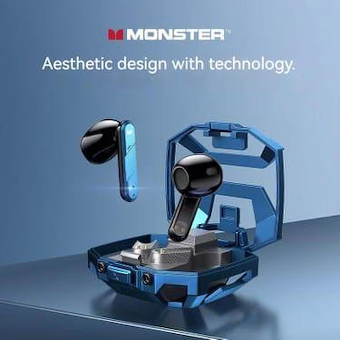 Monster AirMars XKT09 Wireless Gaming Headphones w/ Bluetooth, Blue - BRAND NEW!