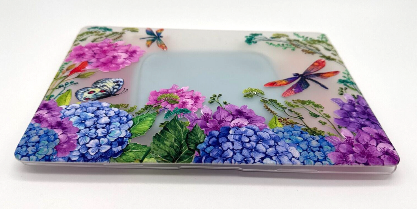 MacBook New Air 13 inch Hard Shell Cover - Dragonfly Garden/Clear w/accessories