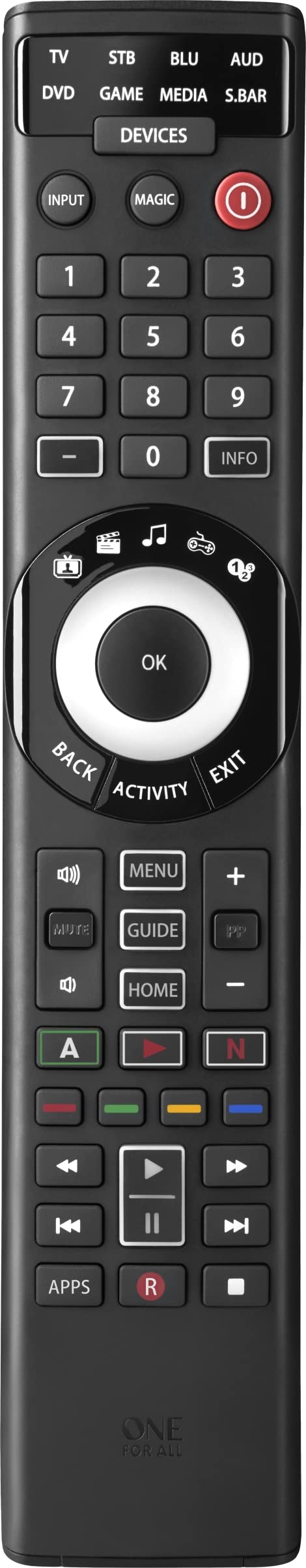 One for All URC7880 Universal Smart Remote Control up to 8 Devices – Black