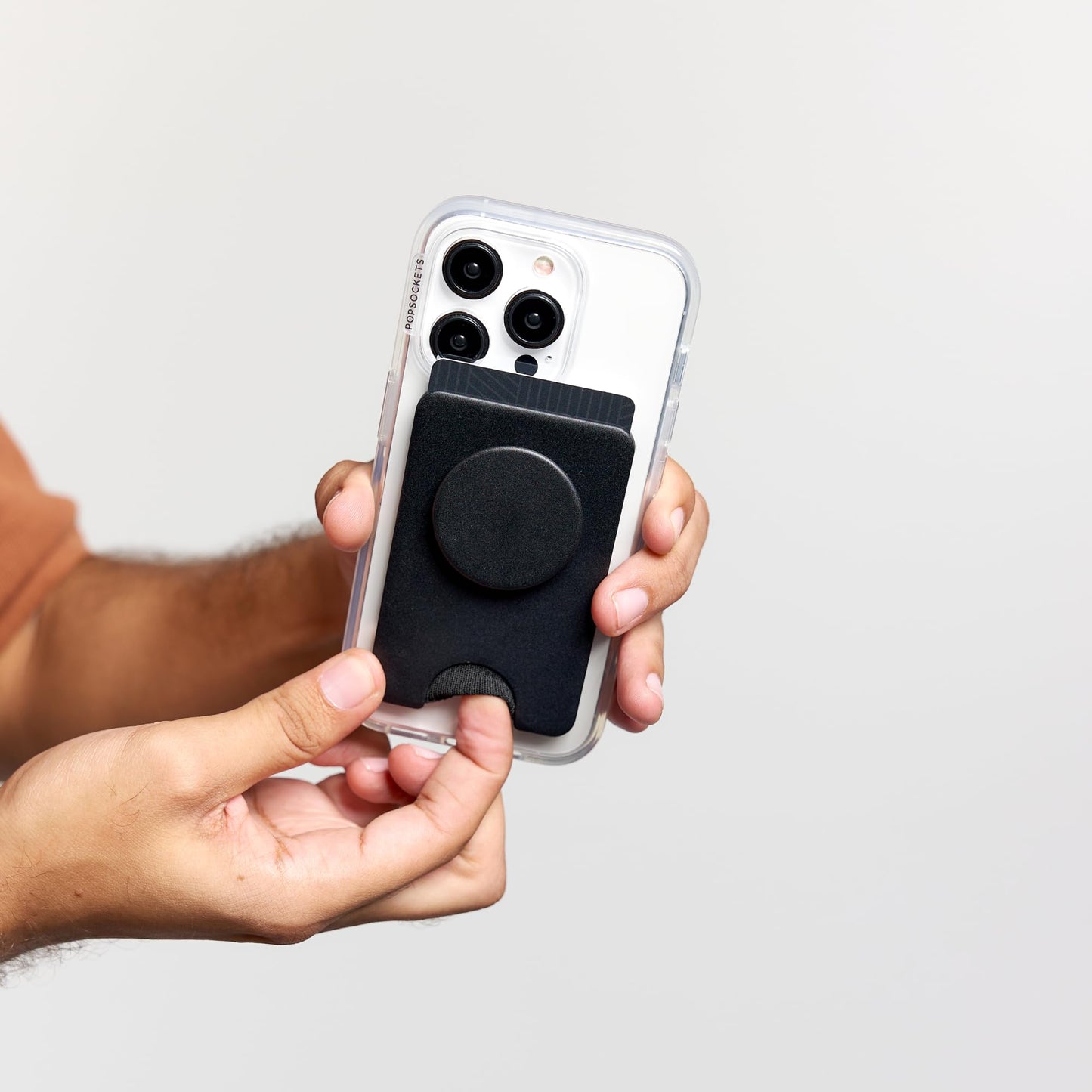 PopSockets Phone Wallet with Expanding Phone Grip, Phone Card Holder - Black
