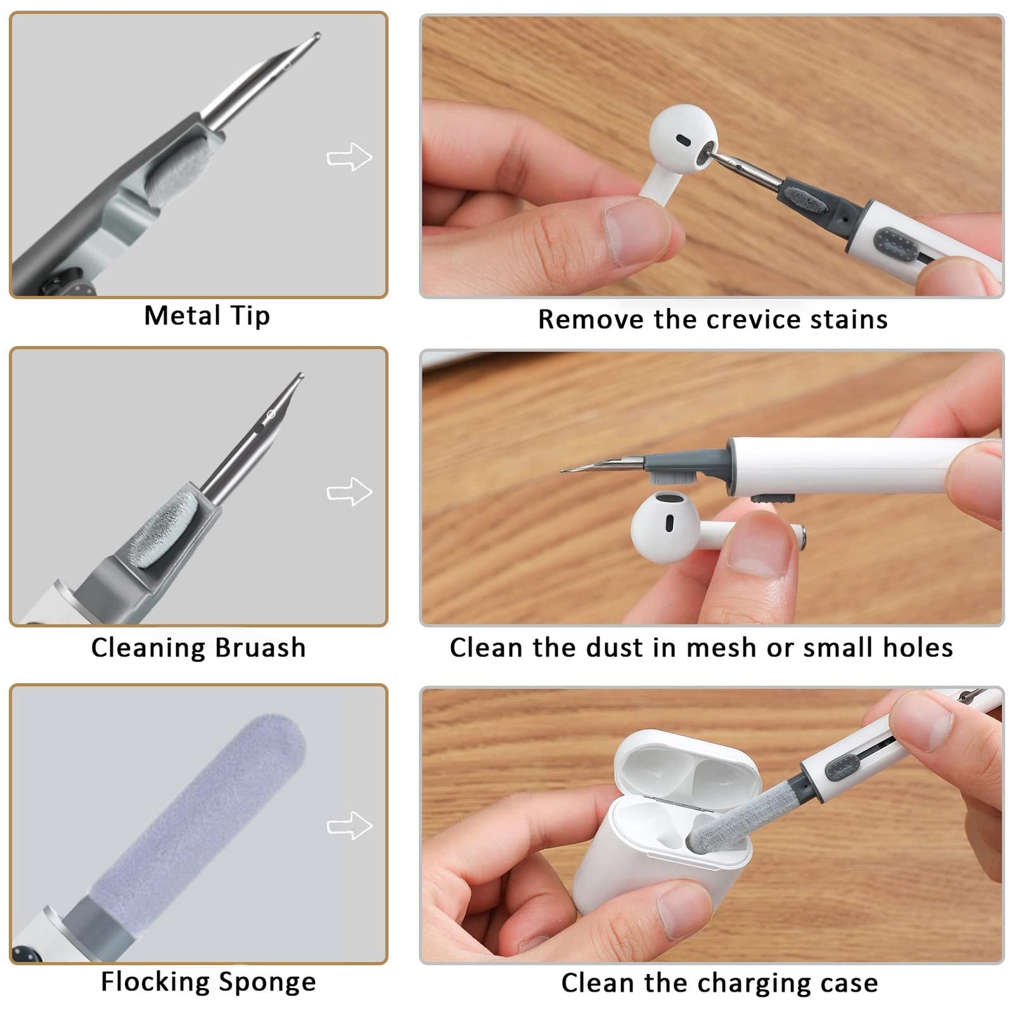 Earbud Cleaner Kit, Multi-Function Cleaning Pen for Headphones, Earbuds (2Pcs)