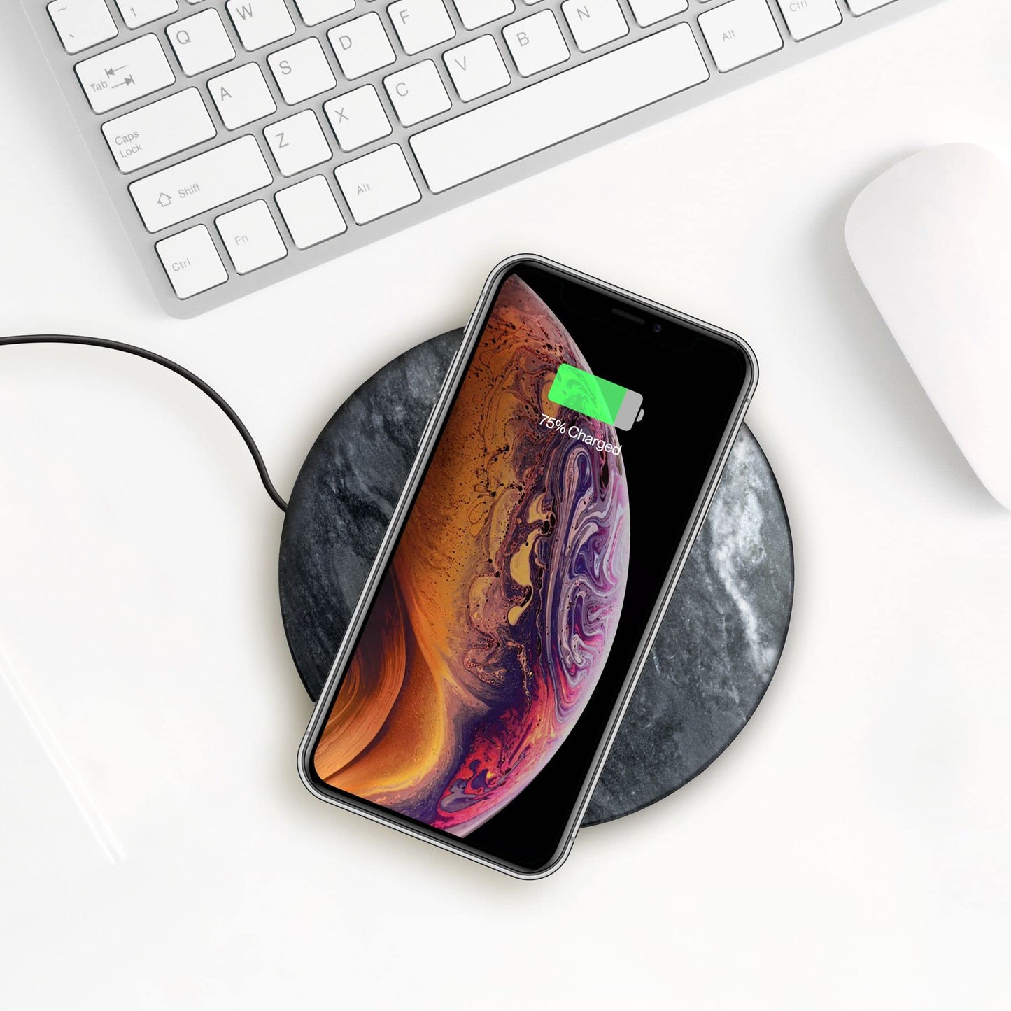 High-power charger ~ Wireless Charging Stone for Smartphone, Marble Black