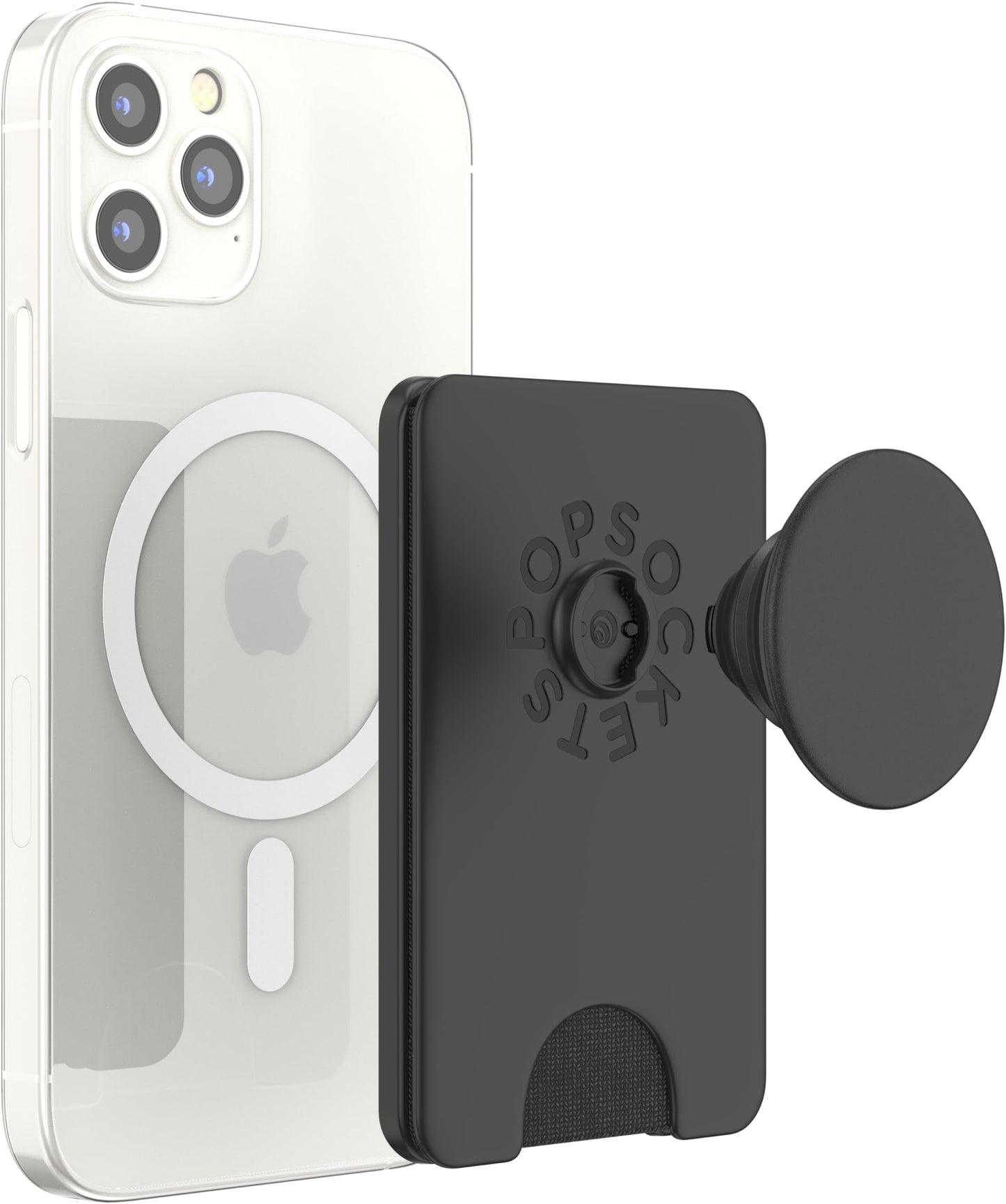 PopSockets Phone Wallet with Expanding Phone Grip, Phone Card Holder - Black