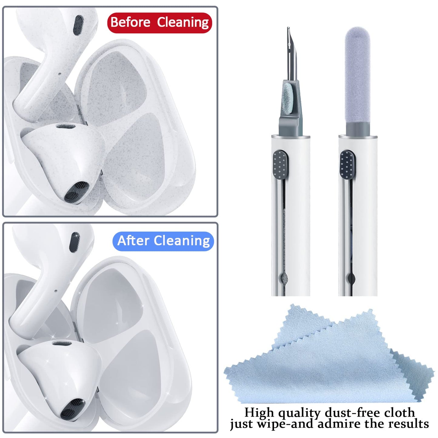 Earbud Cleaner Kit, Multi-Function Cleaning Pen for Headphones, Earbuds (2Pcs)