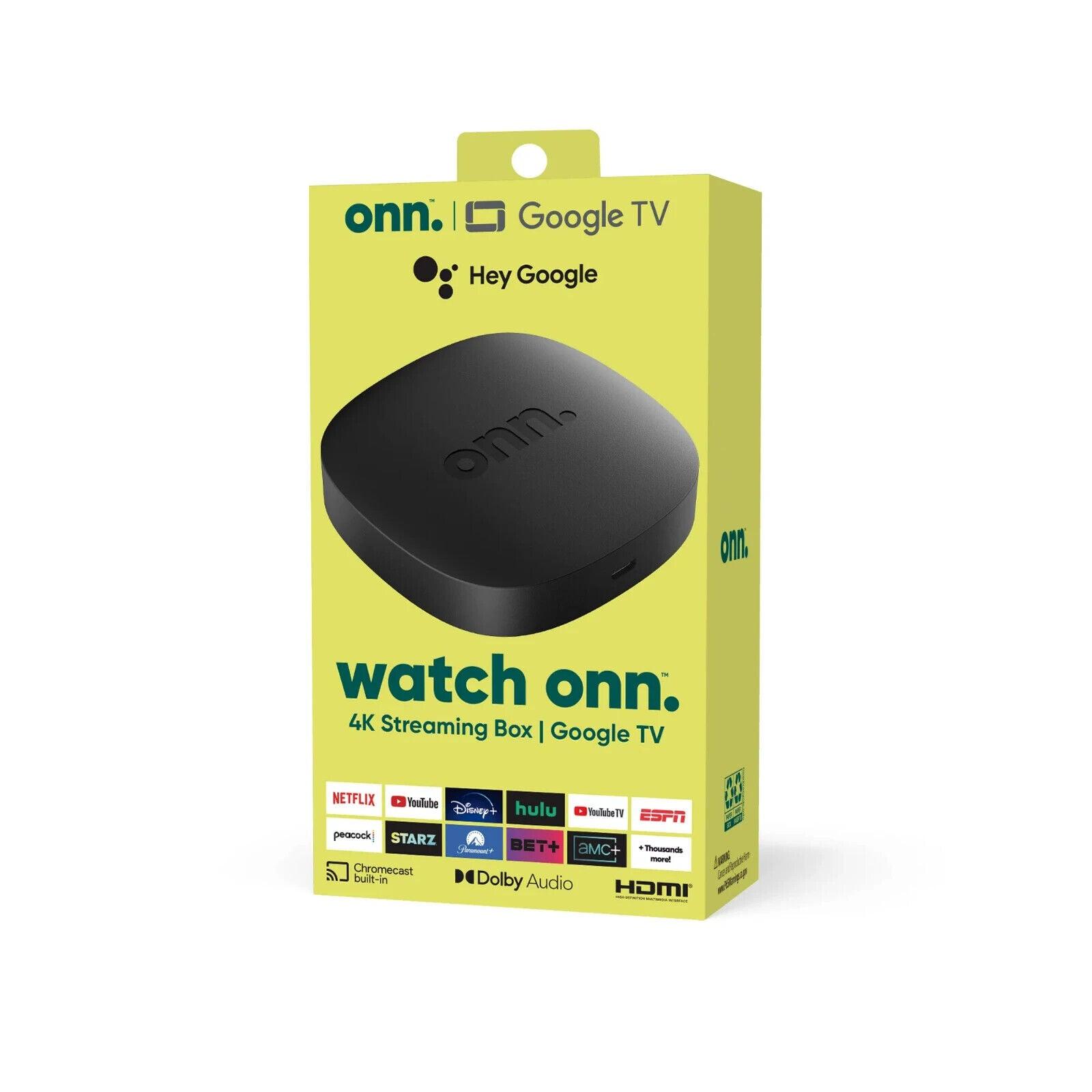 Onn Android Google TV 4K UHD Streaming Box w/ Voice Remote Control & HDMI Cable