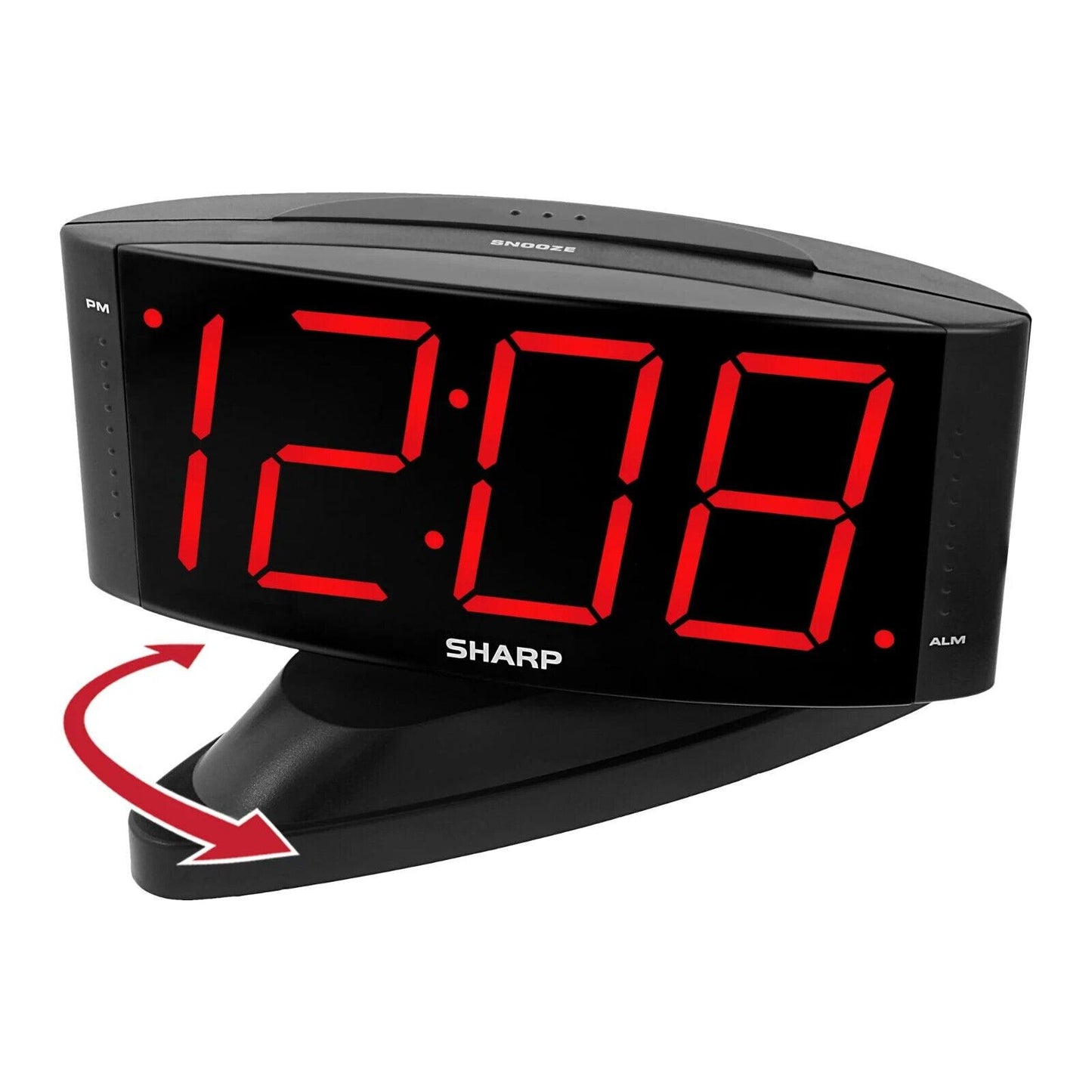 Sharp Digital Alarm Clock w/ Jumbo Display & Swivel Case, Black