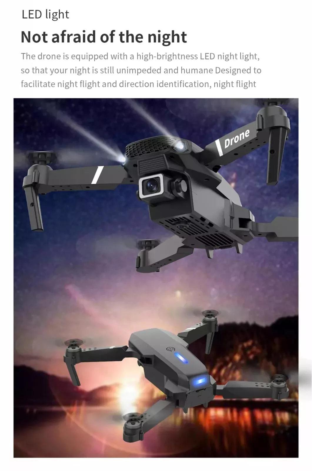 E88 Pro 4K HD Dual Camera RC WiFi Portable Wide Angle Foldable Quad Drone - NEW