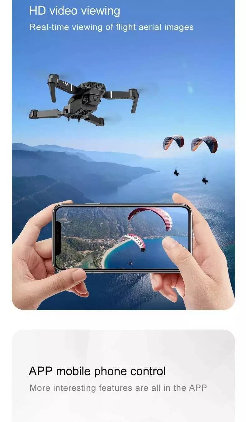 E88 Pro 4K HD Dual Camera RC WiFi Portable Wide Angle Foldable Quad Drone - NEW