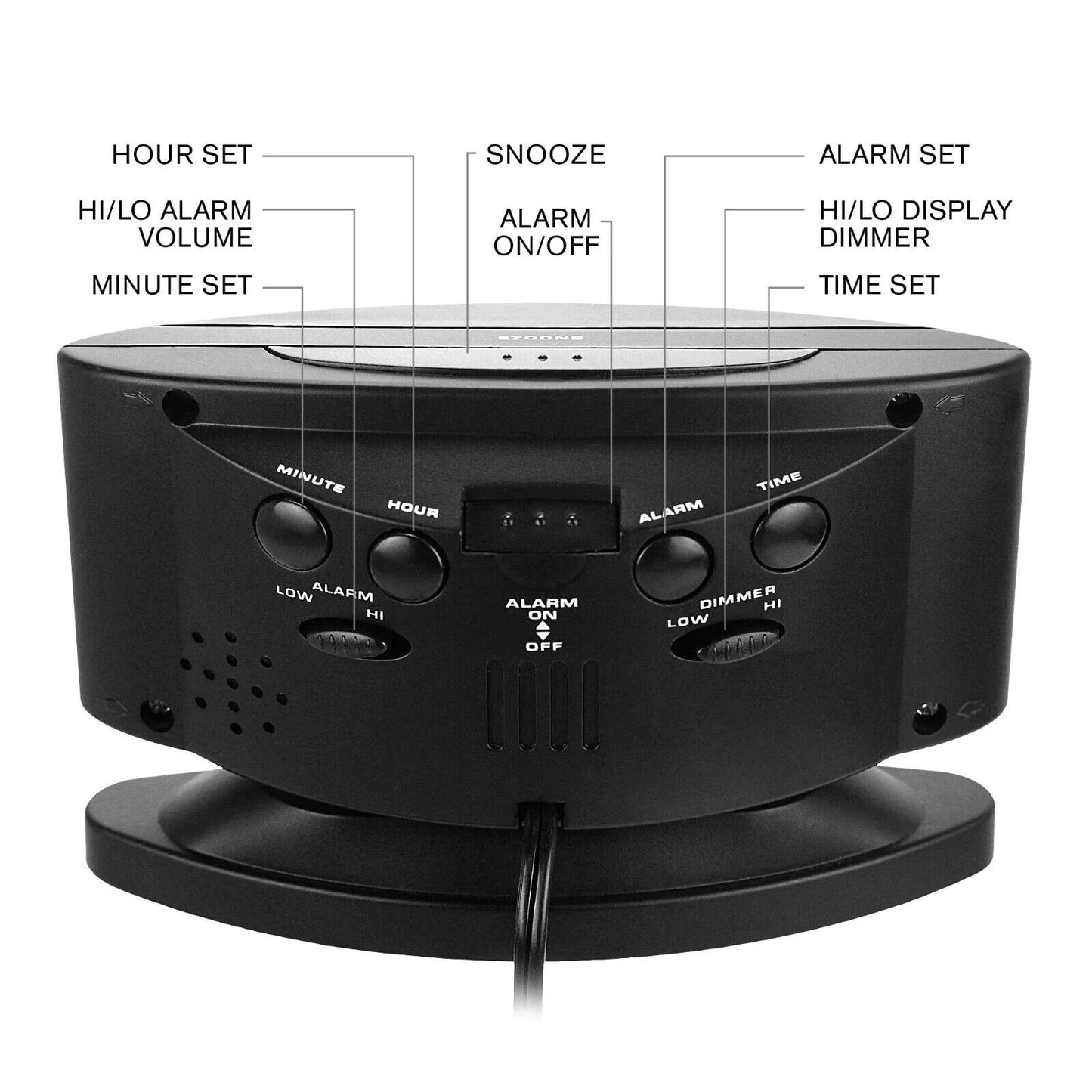 Sharp Digital Alarm Clock w/ Jumbo Display & Swivel Case, Black