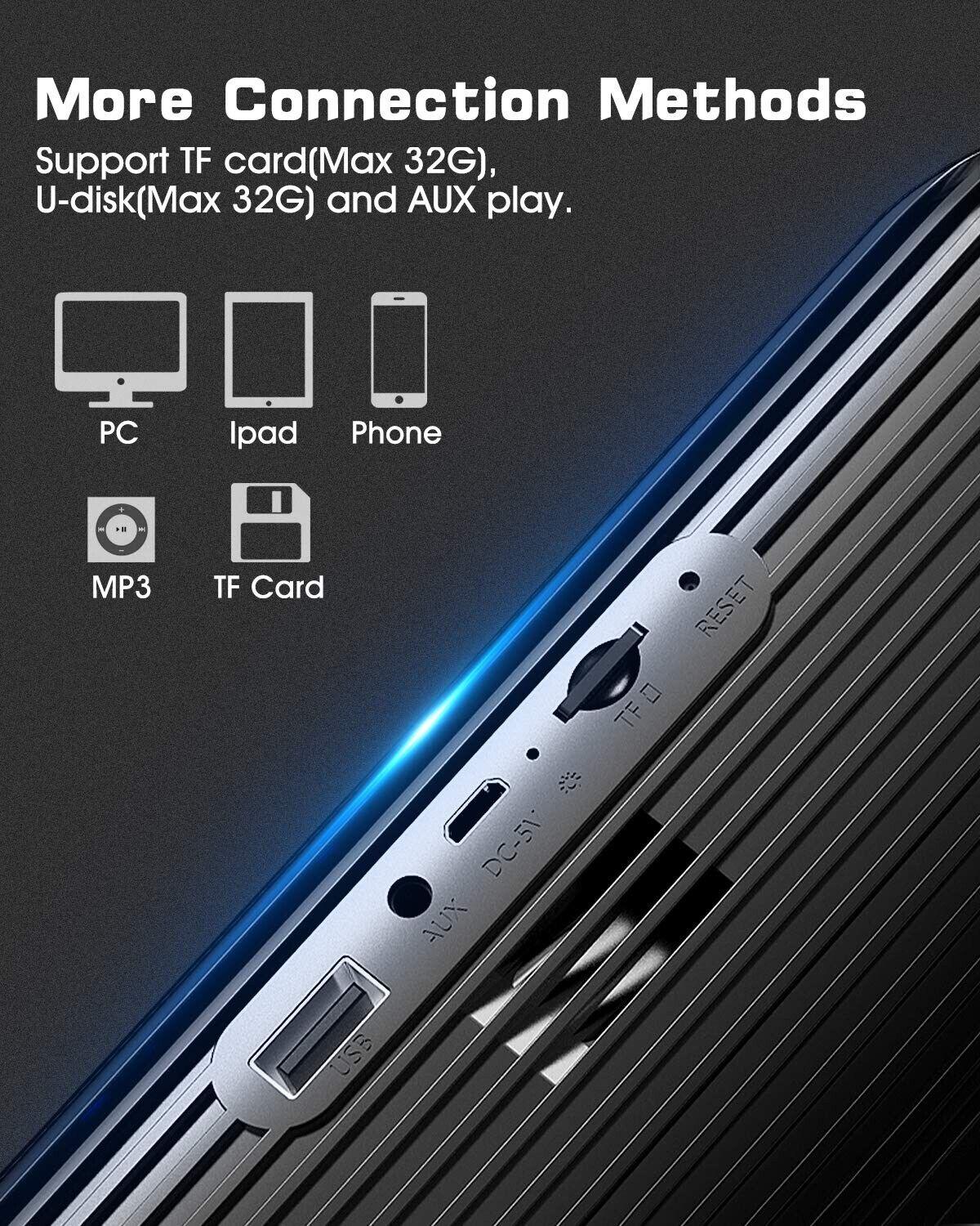 Elegiant Bluetooth 5.0 Portable Stereo Speaker, LED Lights, TF-Card/U-Disk, AUX