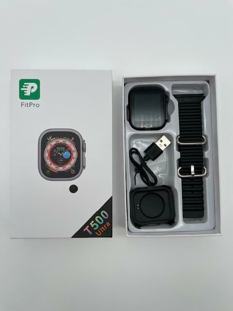 FitPro T500 U L T R A Smart Watch, 45mm Silicone Watch Band - BLACK