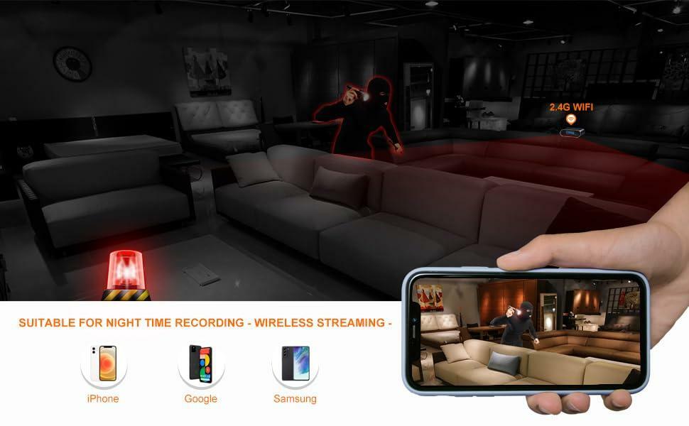 Small Digital Clock w/ Mini 1080p HD Camera for Pet Monitoring w/ WiFi