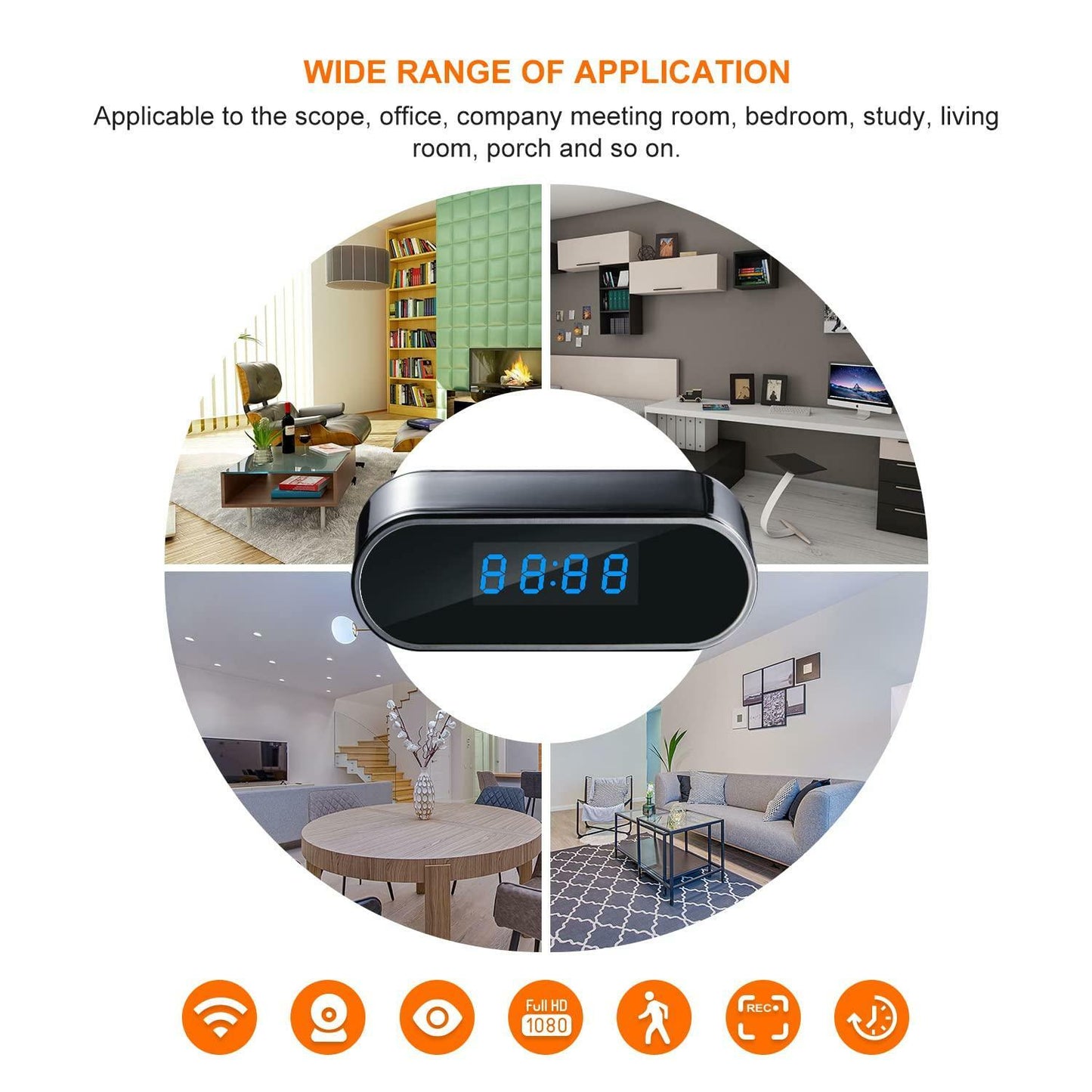 Small Digital Clock w/ Mini 1080p HD Camera for Pet Monitoring w/ WiFi