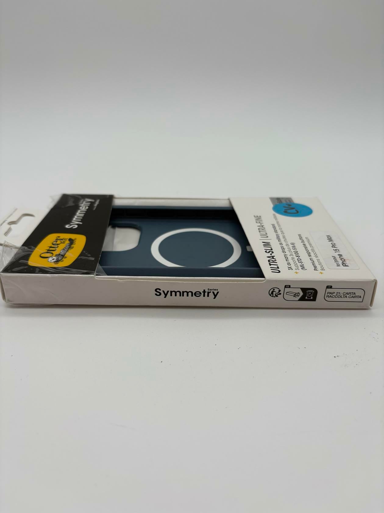 OtterBox iPhone 15 Pro MAX Symmetry Series Case (Blue), Snaps to MagSafe,