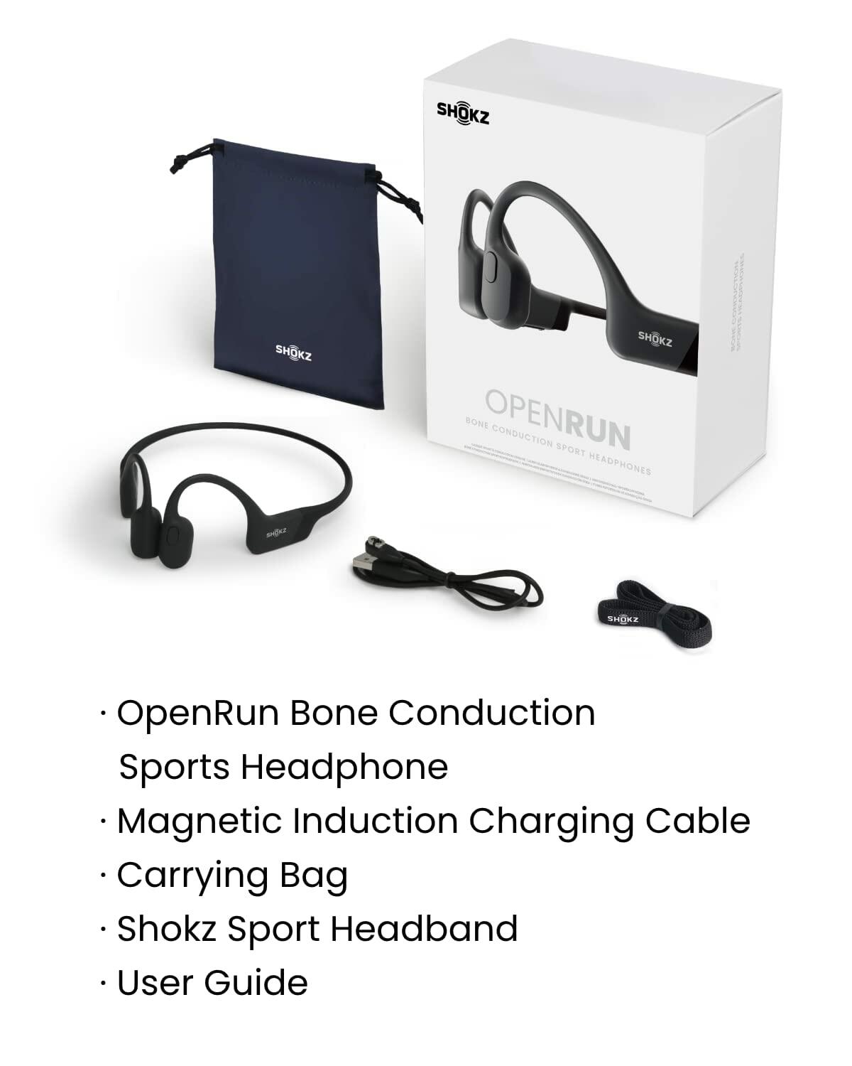 Shokz ~ OpenRun Bone Conduction Open-Ear ~ Endurance Headphones ~ Black