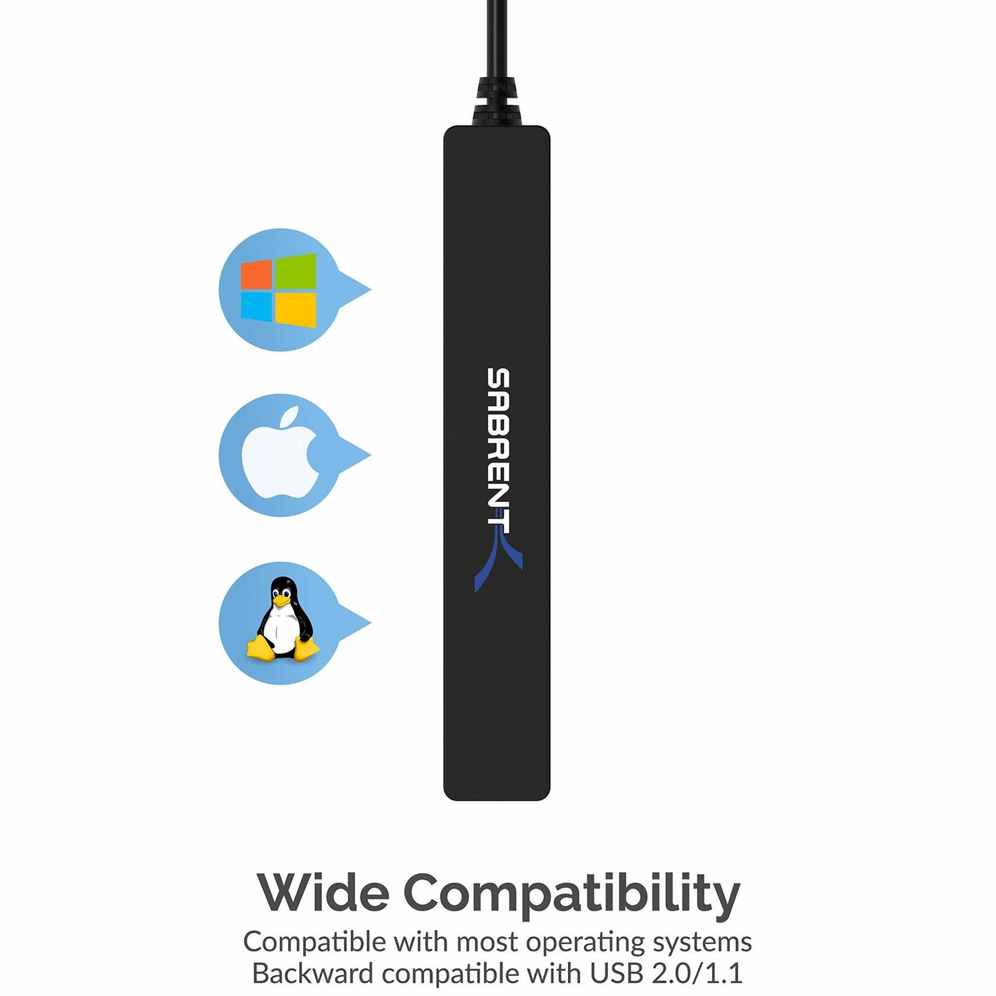 Sabrent 4-Port USB 2.0 Hub - Windows & Mac Compatible - Black