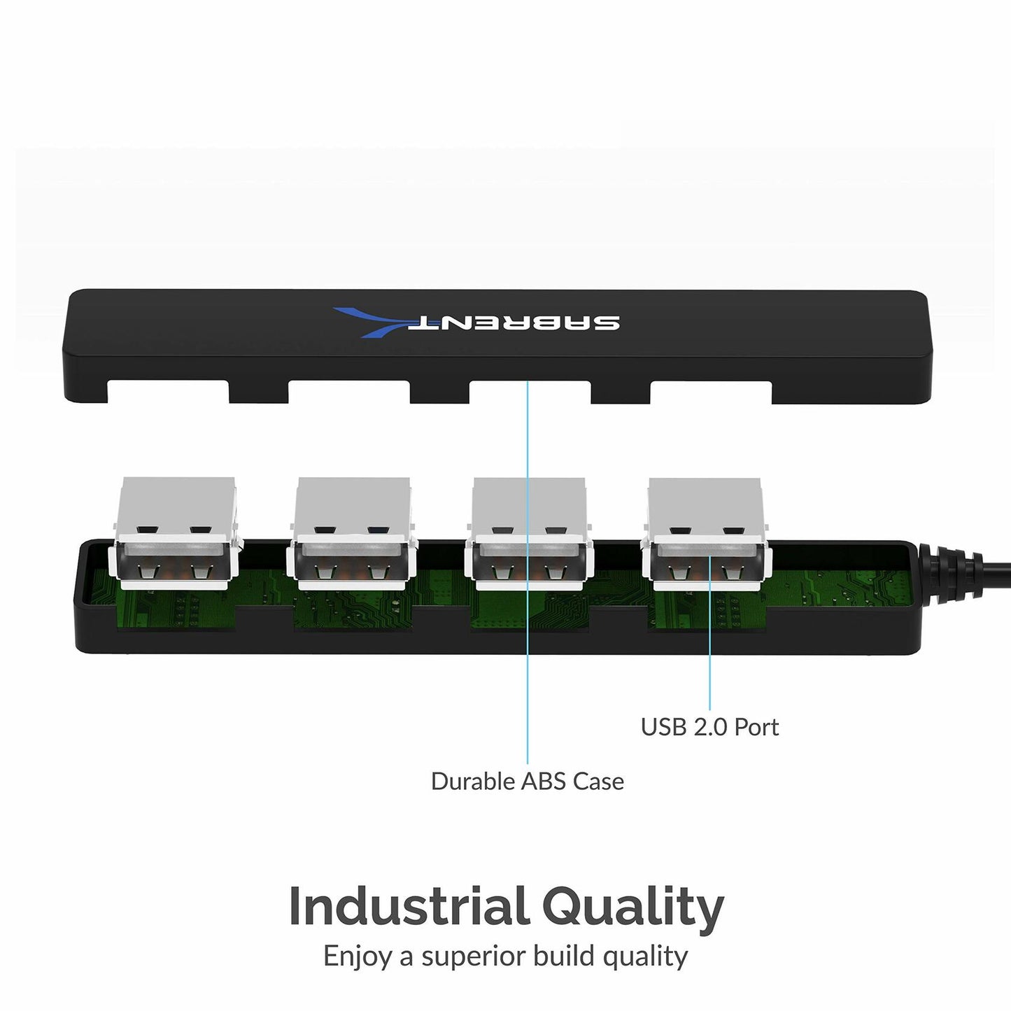 Sabrent 4-Port USB 2.0 Hub - Windows & Mac Compatible - Black