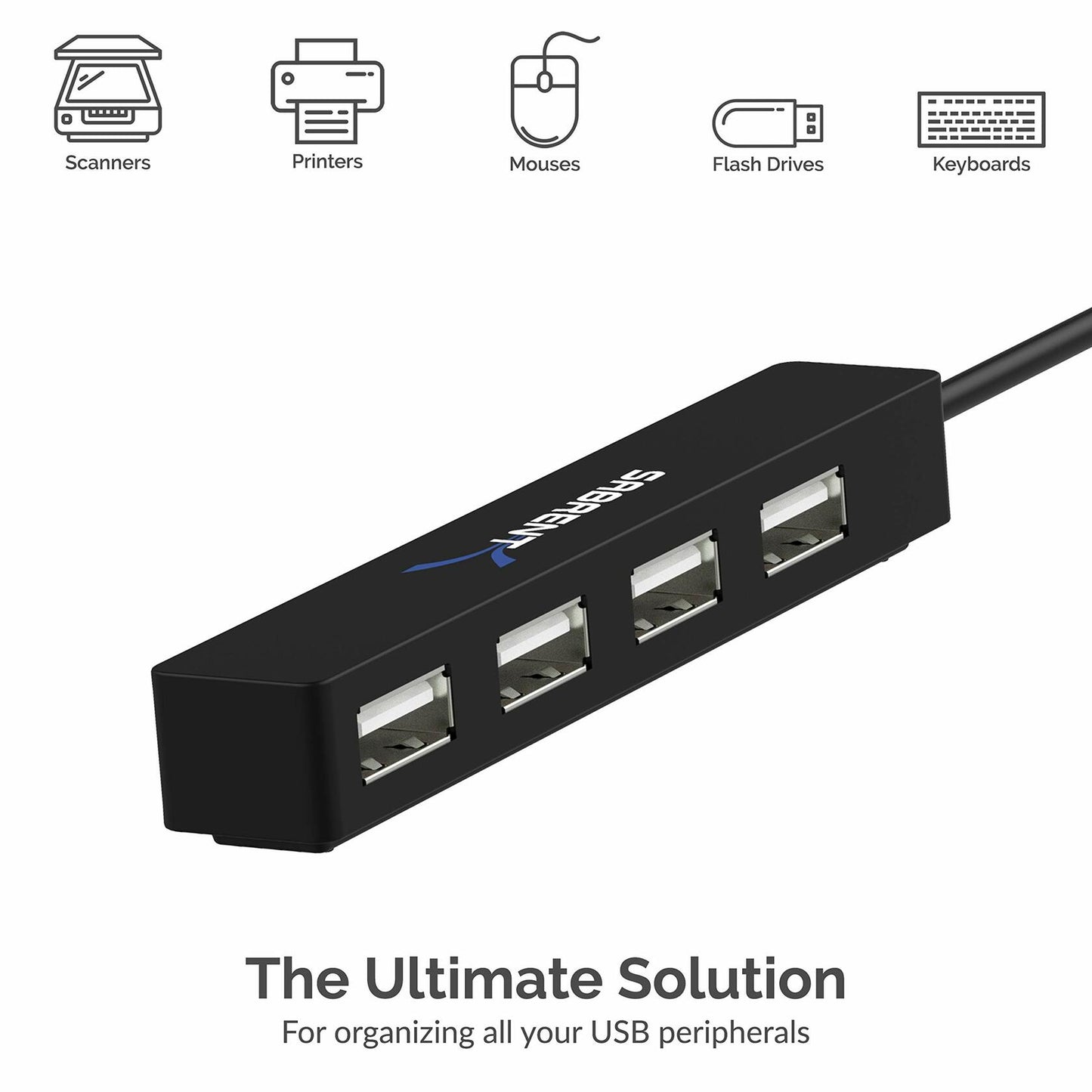 Sabrent 4-Port USB 2.0 Hub - Windows & Mac Compatible - Black - No Packaging