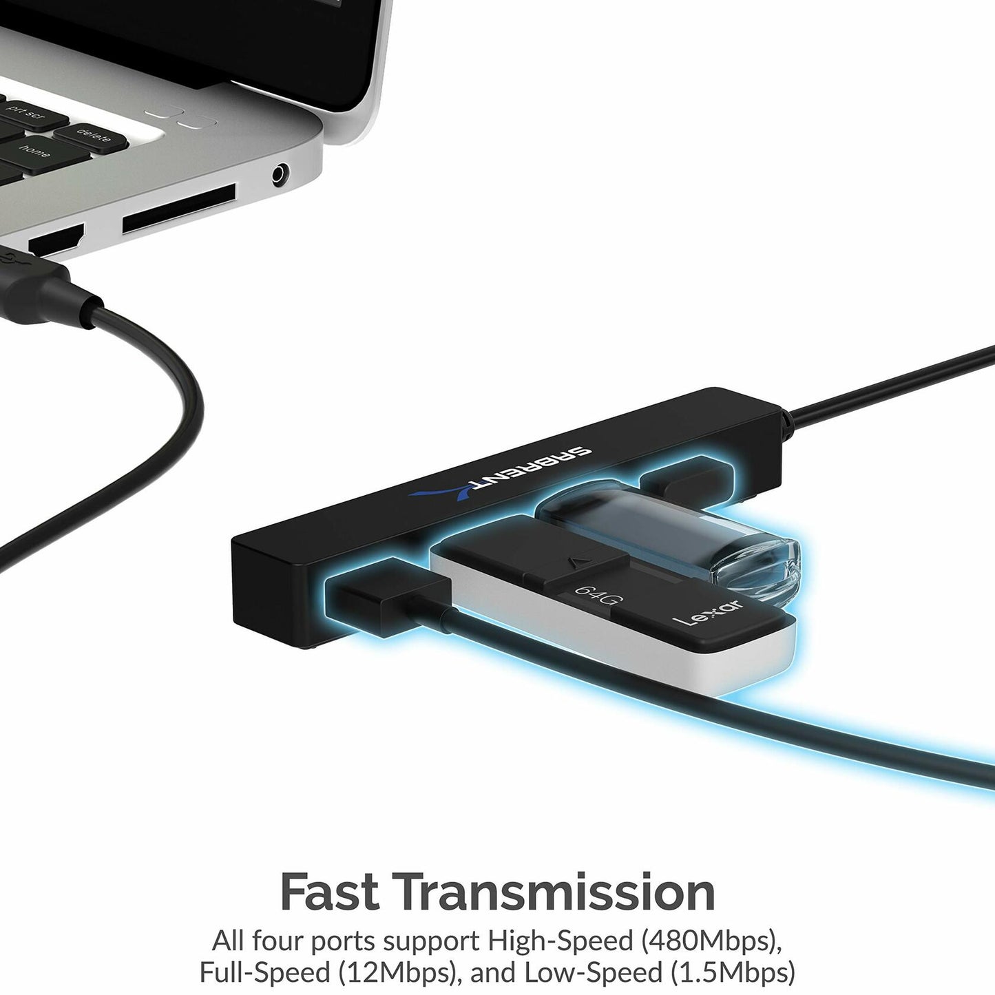 Sabrent 4-Port USB 2.0 Hub - Windows & Mac Compatible - Black - No Packaging