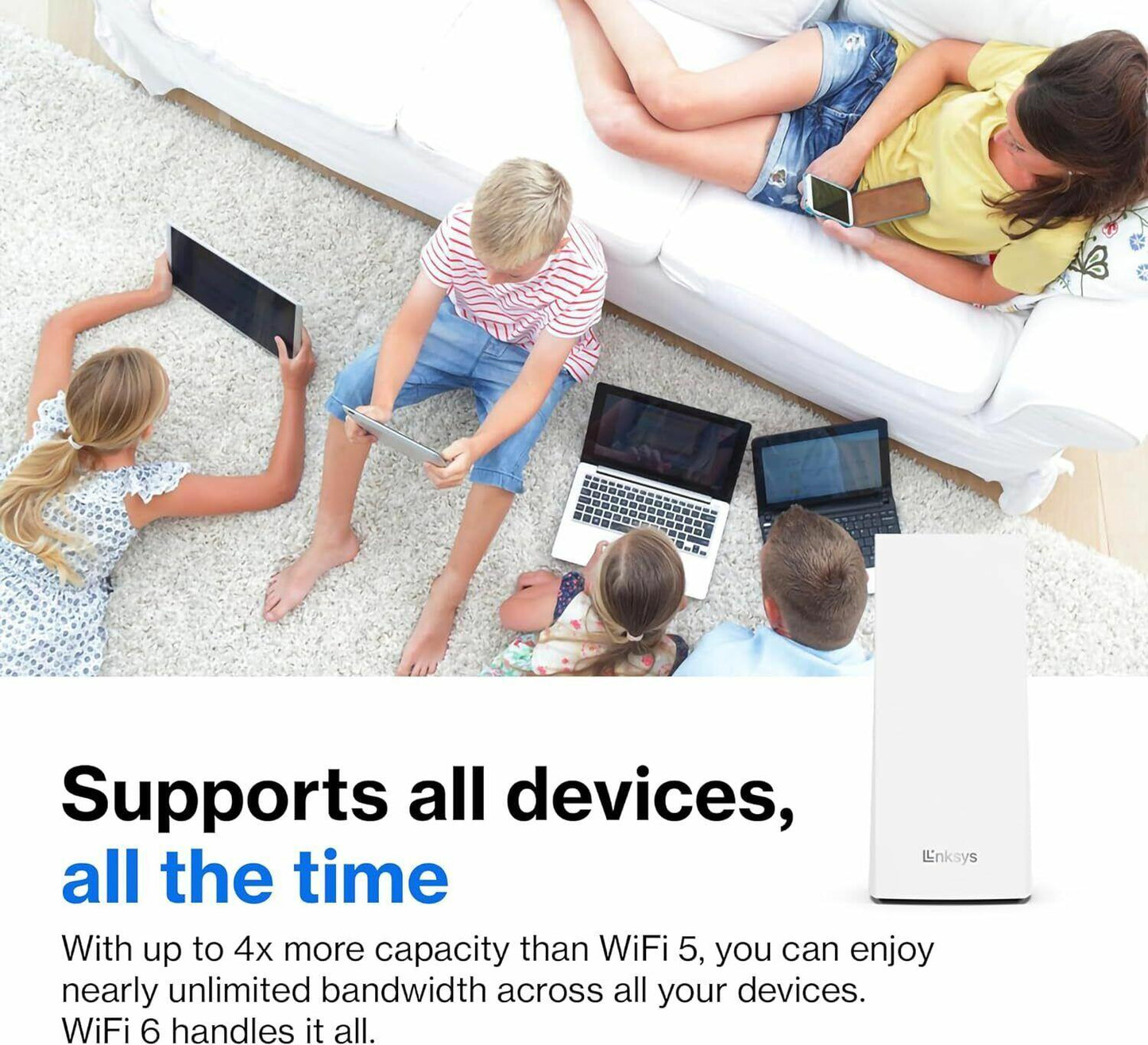 Linksys-Atlas Pro 6 WiFi Router AX2200 Mesh Wireless Router (2-pack) - White