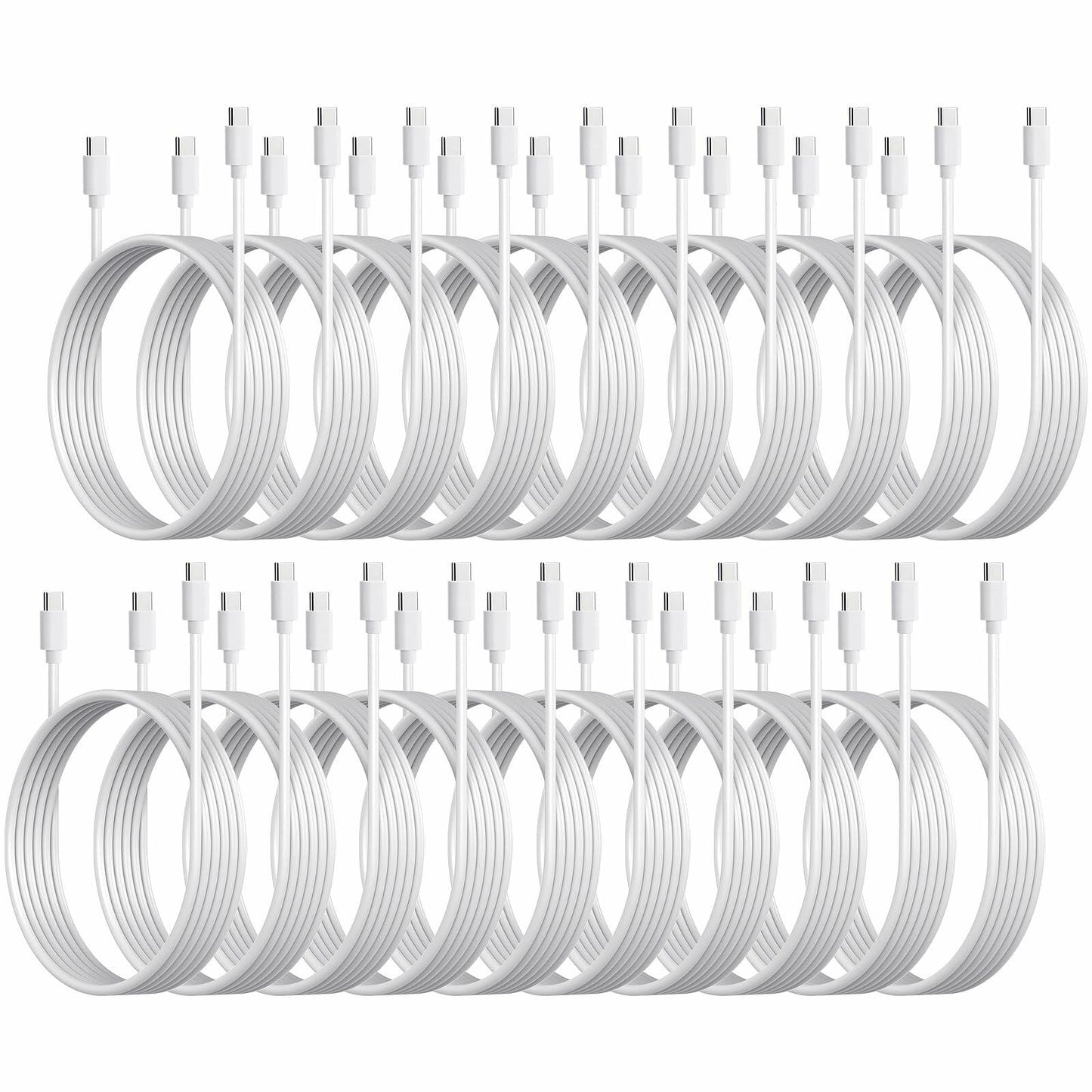 20-Pack USB C to C | Charger Cable - Bulk Multipack White, 3.3ft