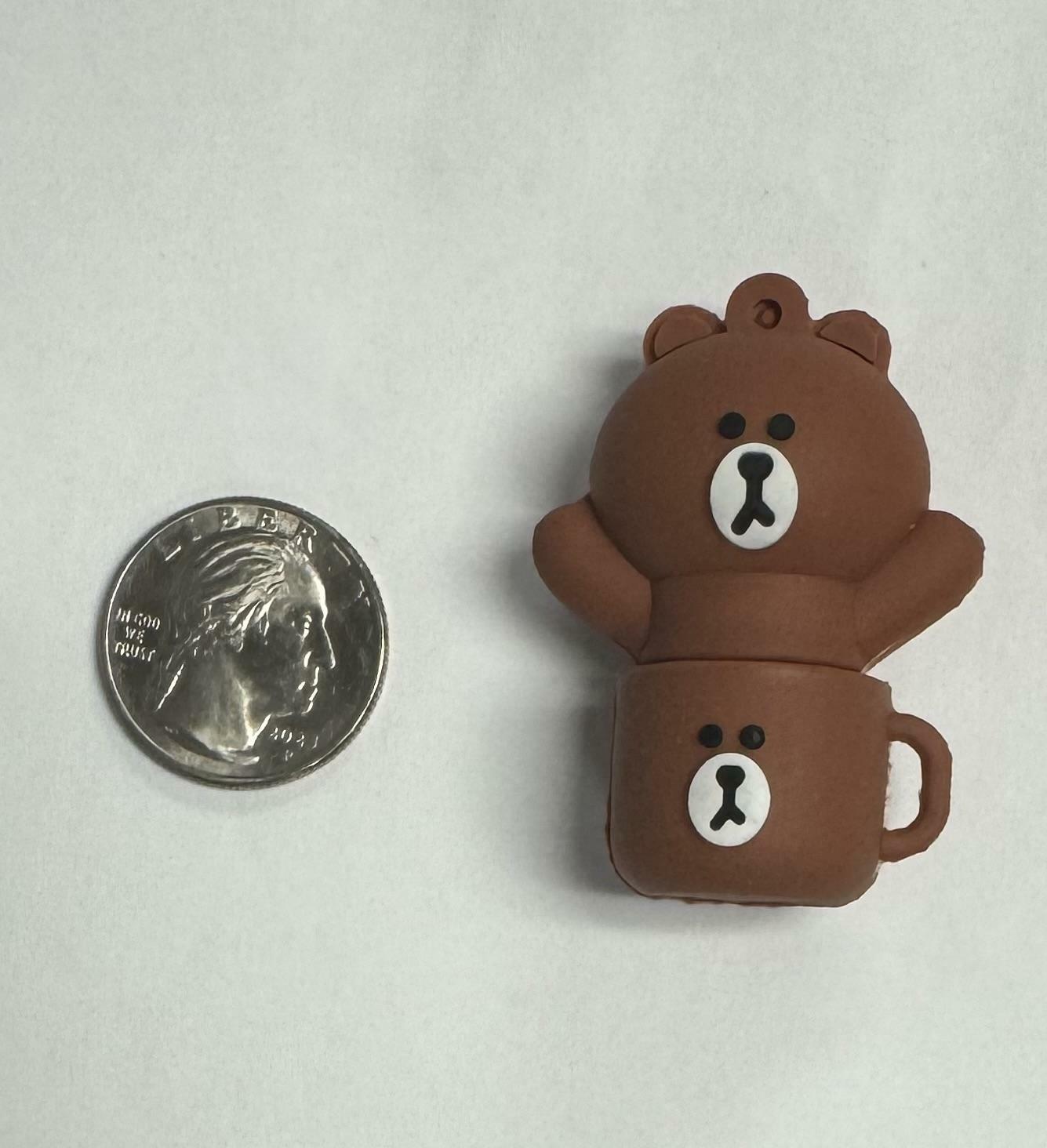 Dinosaur Driver Character USB Flash Drive 8GB | Brown Bear in Brown Cup - Brown