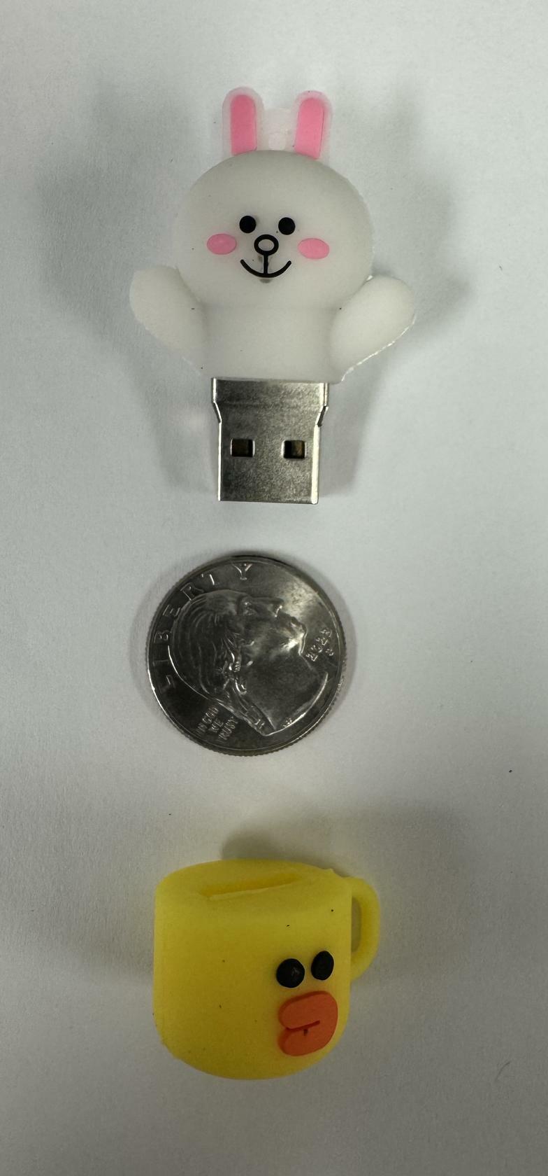 Dinosaur Driver Character USB Flash Drive 8GB | Bunny in Cup - White & Yellow