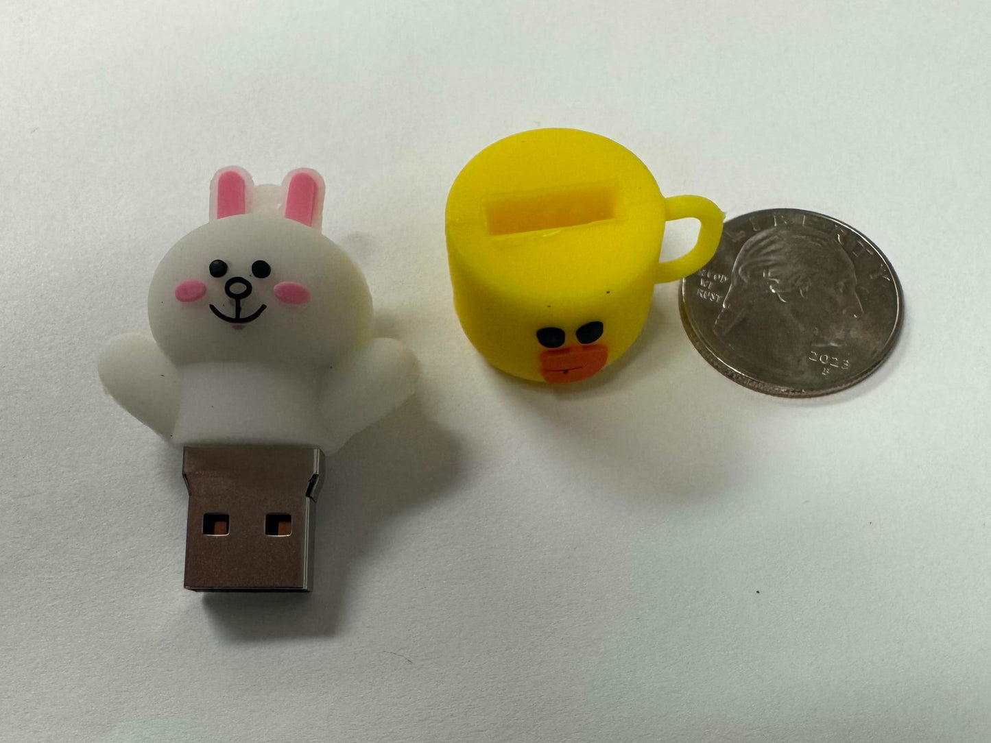 Dinosaur Driver Character USB Flash Drive 8GB | Bunny in Cup - White & Yellow