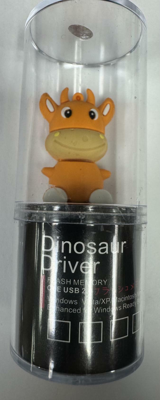 Dinosaur Driver Character USB Flash Drive 8GB | One Cute Cow - Orange