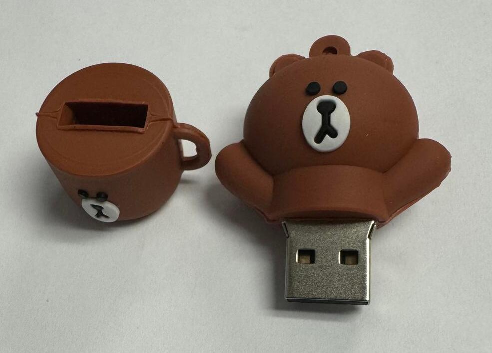 Dinosaur Driver Character USB Flash Drive 8GB | Brown Bear in Brown Cup - Brown