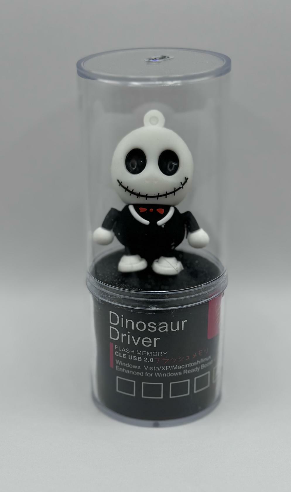 Dinosaur Driver Character USB Flash Drive 8GB | Skellyton - Black & White
