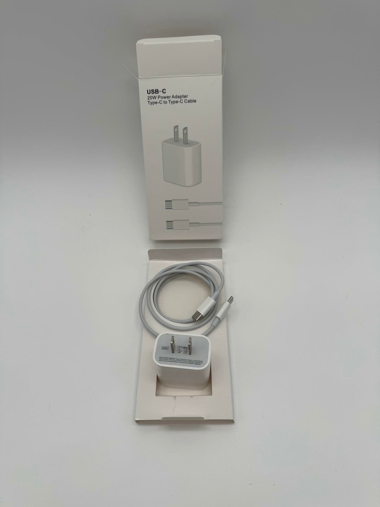 White 1m USB-C Power Adapter Type - C TO Type - C Cable w/20 W Power Adapter