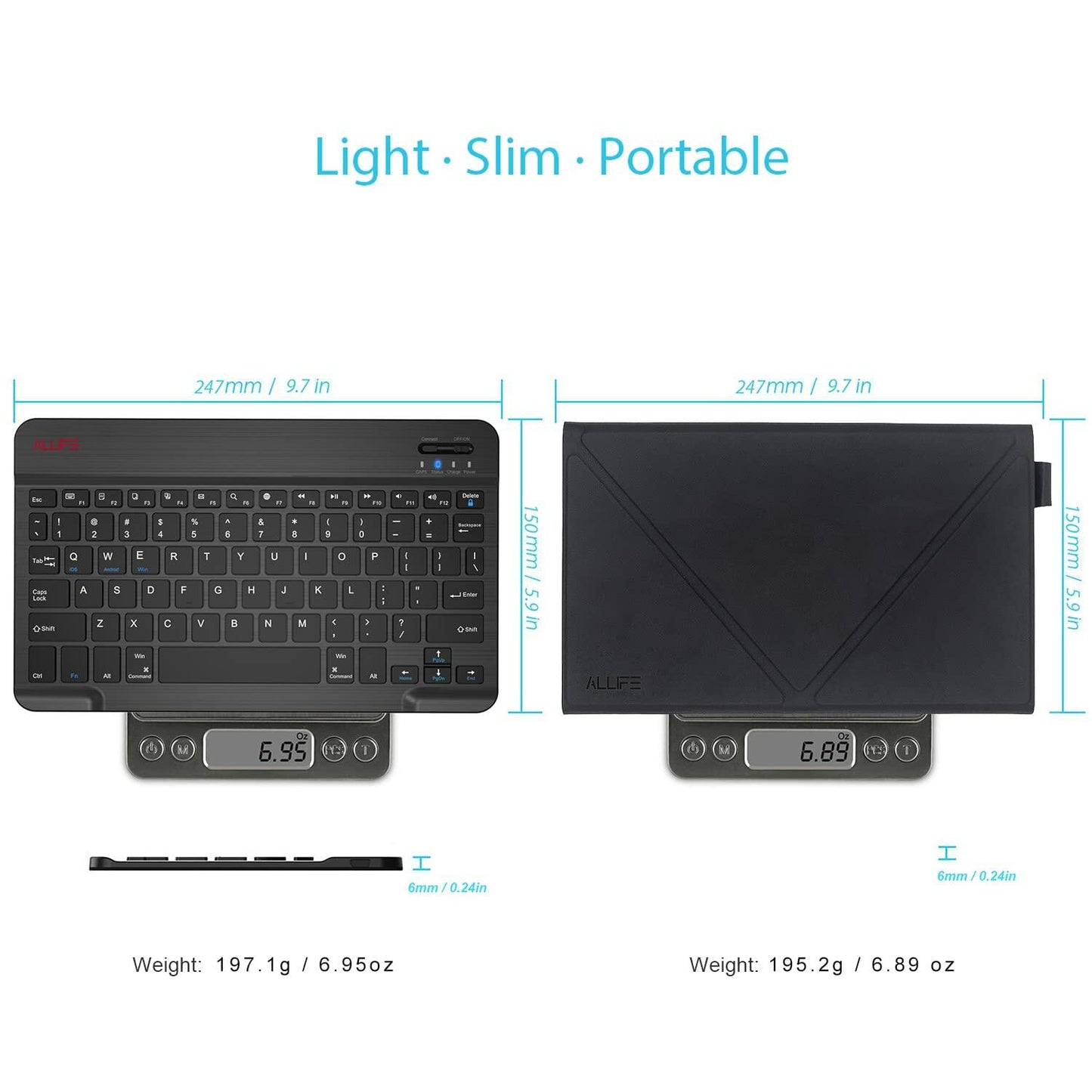 ALLIFE Universal Ultra Light Slim Portable Wireless Bluetooth 3.0 Keyboard