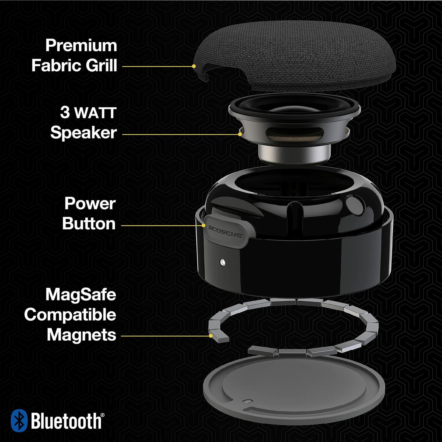 Scosche BTMSS-SP BoomCan MS Portable Magnetic True Wireless BT Speaker | Black