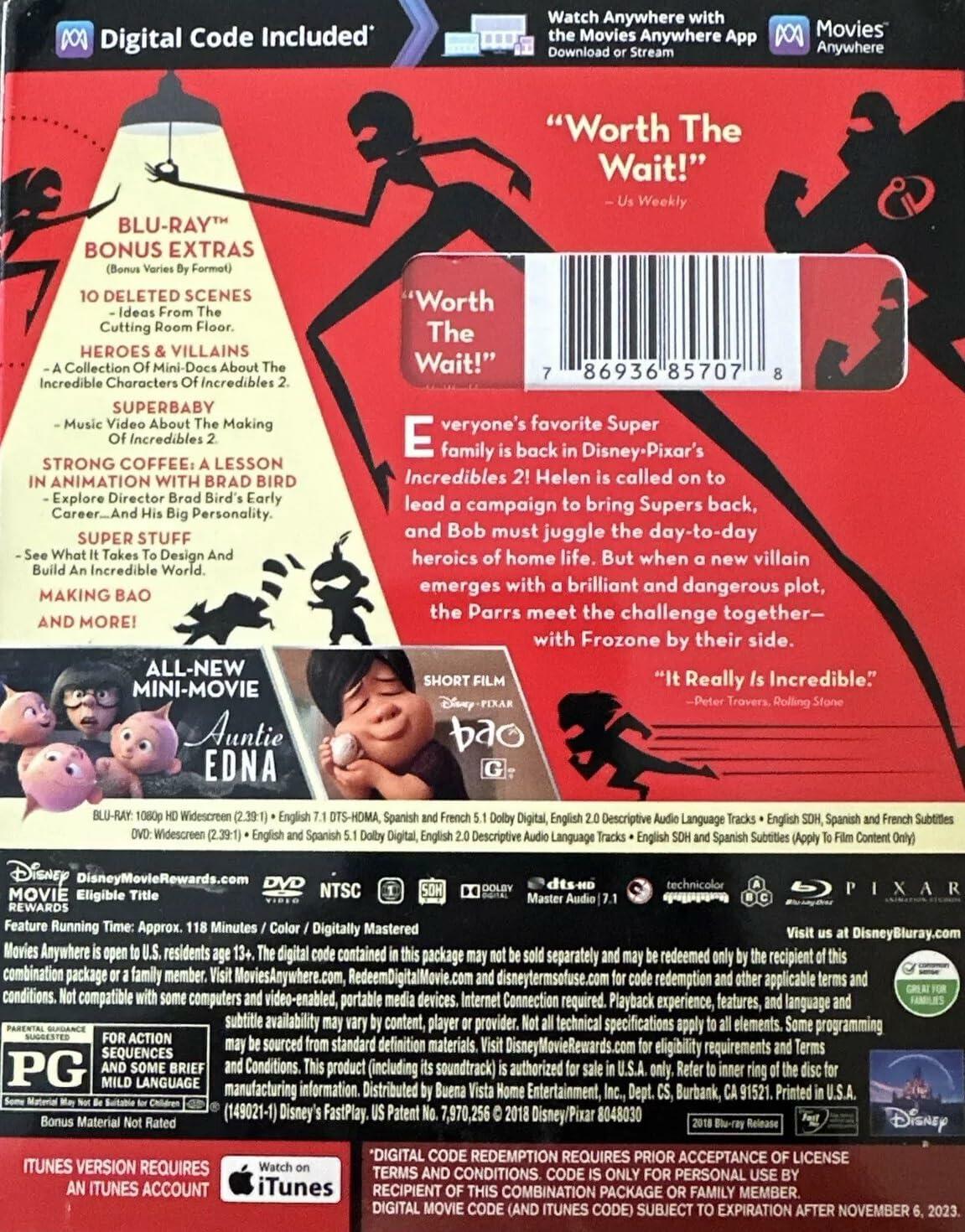Disney / Pixar - Incredibles 2 | Blu-Ray + DVD + Digital Code