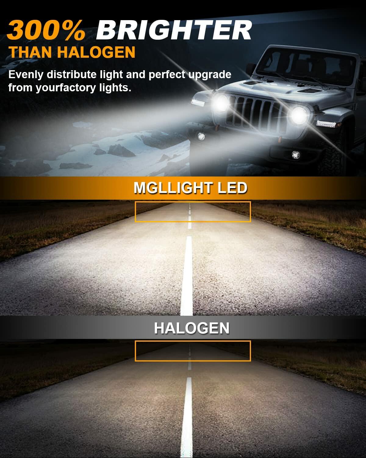 7 Inch LED Headlig Fits Wrangler JK TJ LJ CJ with H4 H13 Adapter, 2PCS