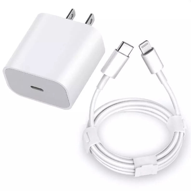 10 COUNT Foxconn 18W Wall Cubes/Brick &Type-C to 8-Pin Connector for iPhones New