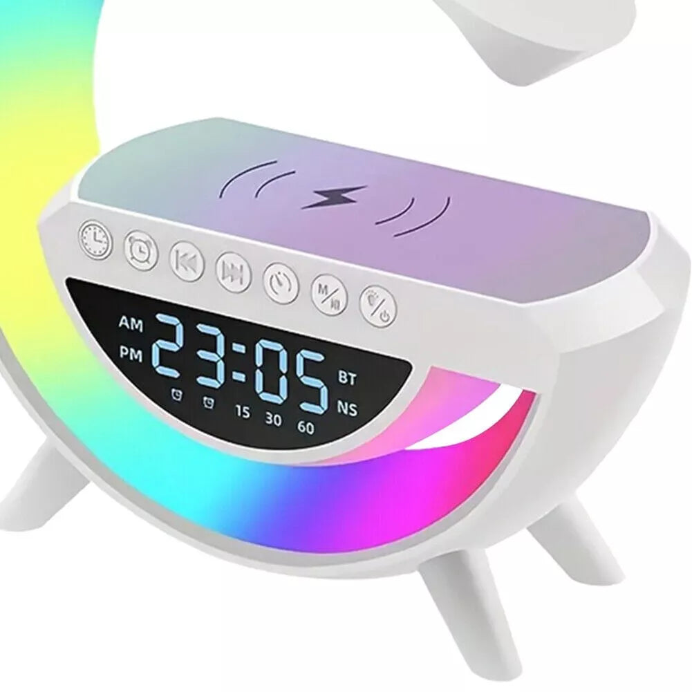 NEW BT-3401 LED Wireless Charging Speaker Music Ringtone 7 Colors Clock Alarm FM