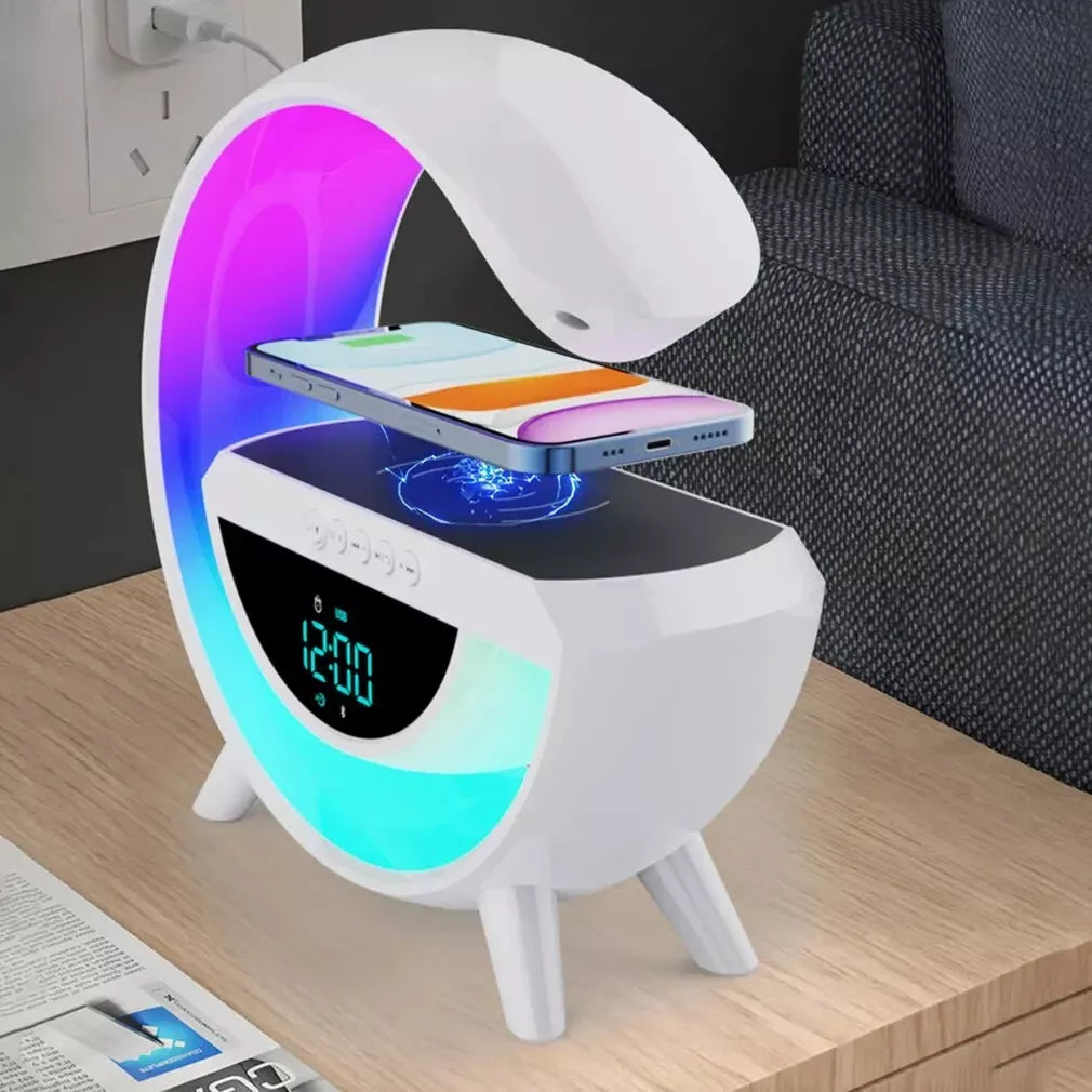 NEW BT-3401 LED Wireless Charging Speaker Music Ringtone 7 Colors Clock Alarm FM