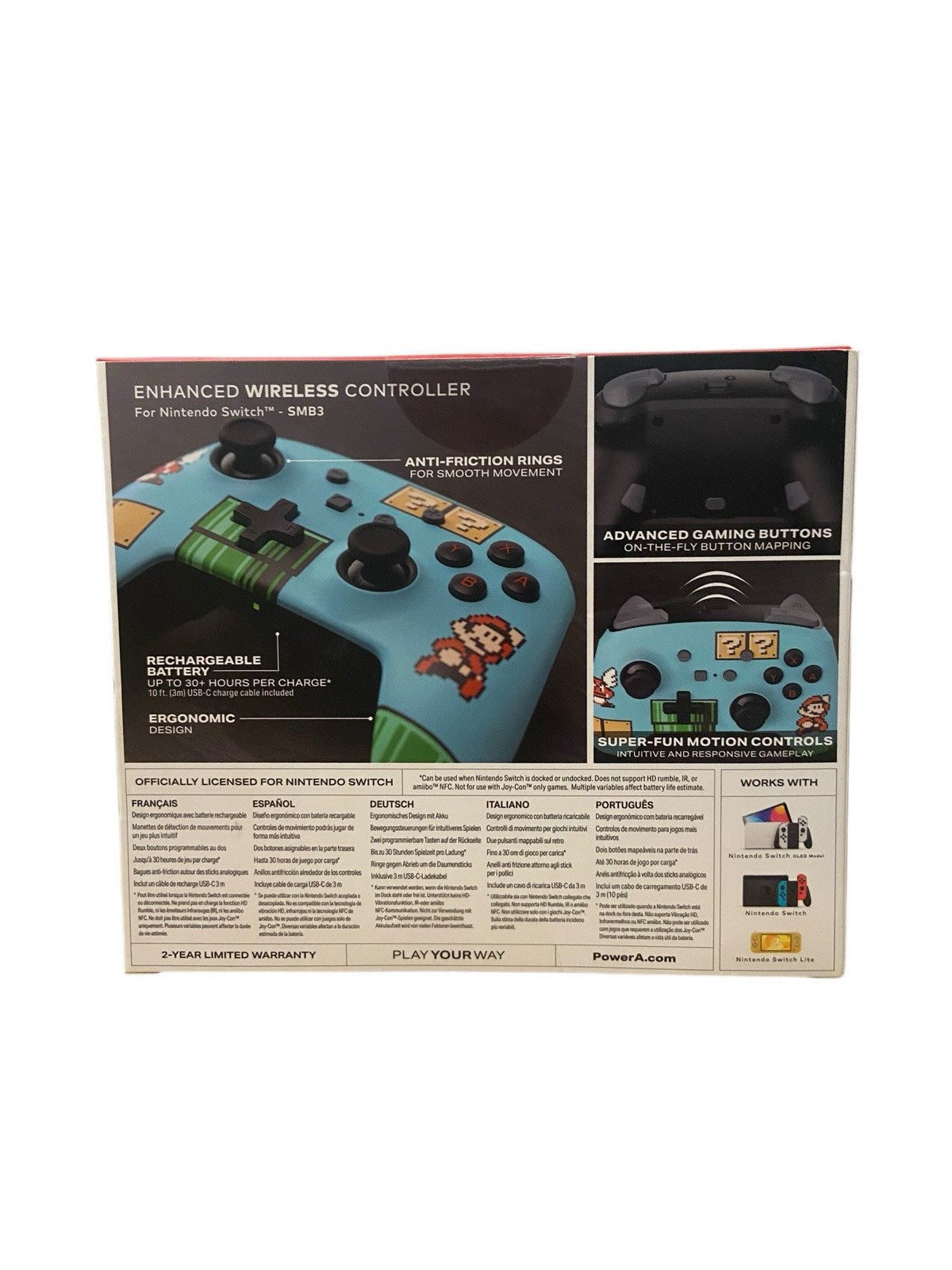Nintendo Switch Controller - Super Mario 3 - Wireless+Motion-Rechargeable Usb-C
