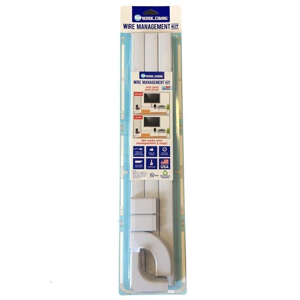 Wire Trak Wire Management Kit - 3x 18" Peel/Stick Adhesive Cable Cover / Casing