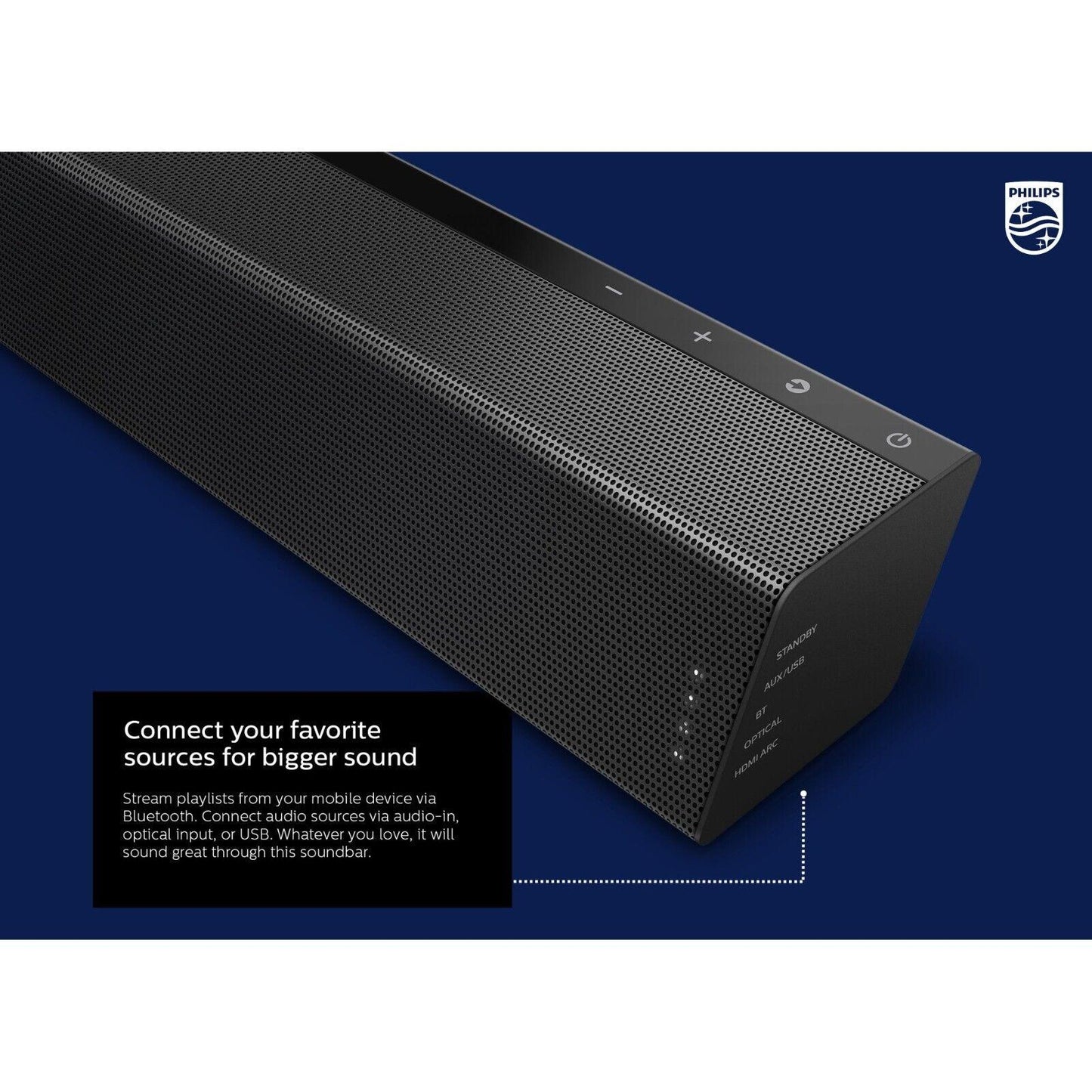 Philips TAB7305/37 2.1 Channel 300W Dolby Audio Soundbar Speaker B7305, Black