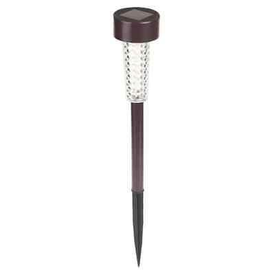 Pure Garden Textured Glass LED Solar Path Lights, Set of 6, Bronze