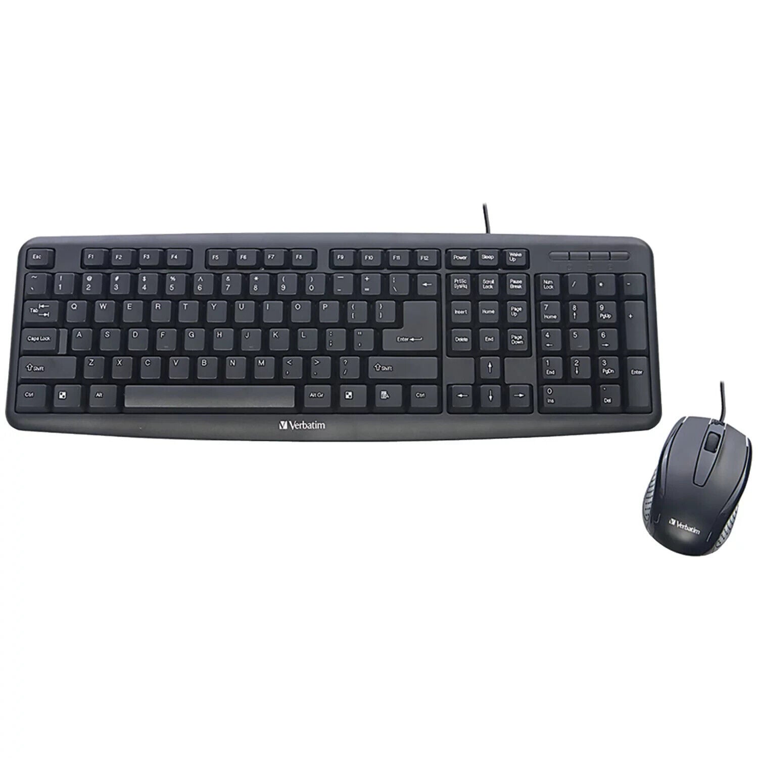 Verbatim 99202 Slimline Wired USB QWERTY Keyboard & Mouse - Black