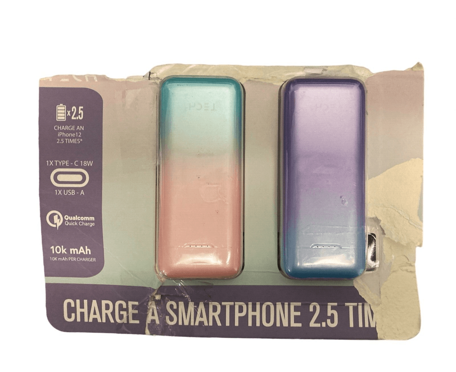 Tech Squared Nano Juice 10K mAh Portable Charger 2 Pack TPB7200QC